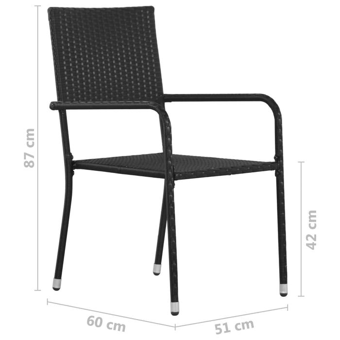 Scaune dining de grădină stivuibile 6 buc. negru poliratan WALTI