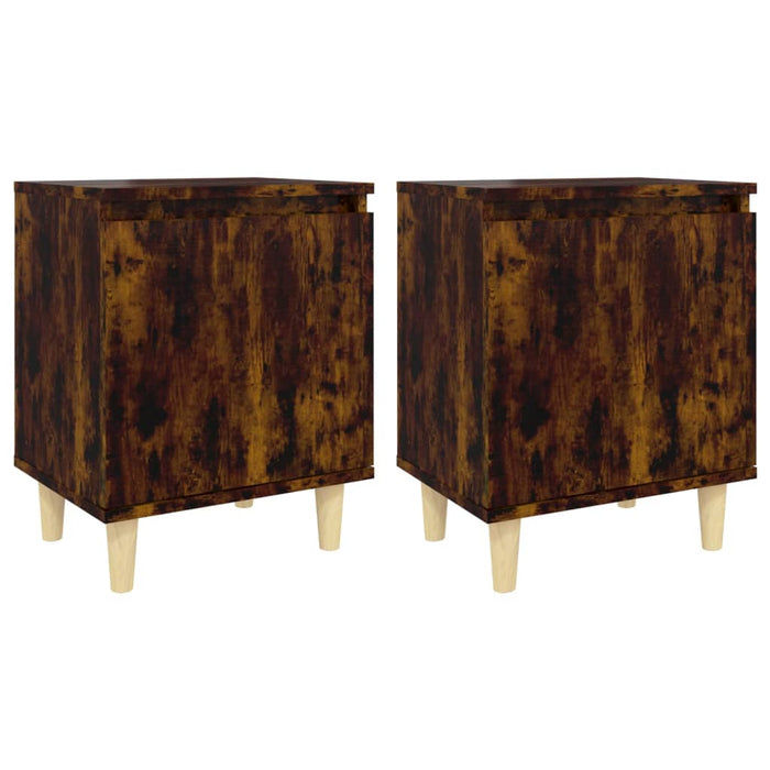 Noptiere picioare lemn masiv 2 buc. stejar fumuriu 40x30x50cm - WALTI WALTI