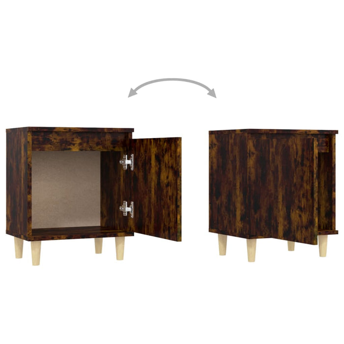Noptiere picioare lemn masiv 2 buc. stejar fumuriu 40x30x50cm - WALTI WALTI