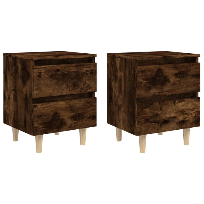 Noptiere picioare lemn masiv 2 buc. stejar fumuriu 40x35x50 cm - WALTI WALTI