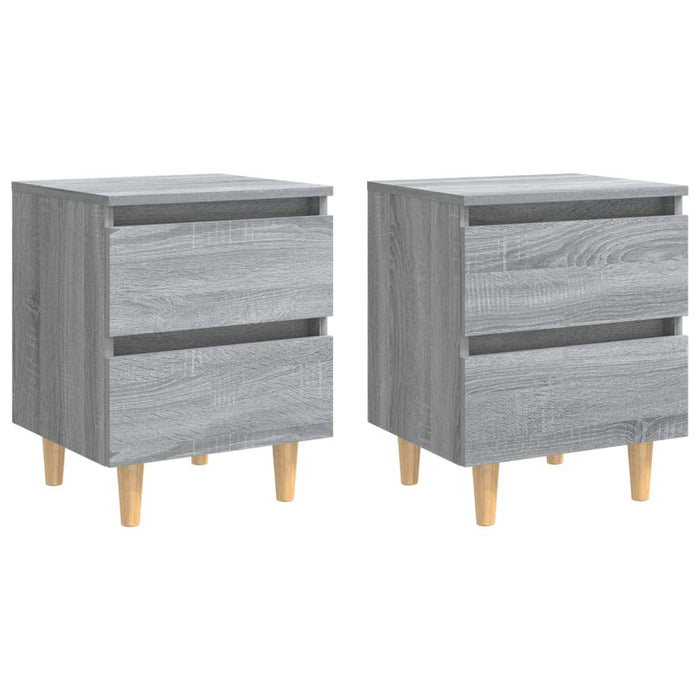 Noptiere picioare lemn masiv, 2 buc., gri sonoma, 40x35x50 cm - WALTI WALTI