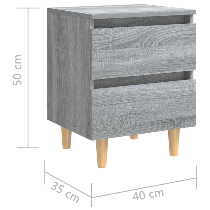 Noptiere picioare lemn masiv, 2 buc., gri sonoma, 40x35x50 cm - WALTI WALTI