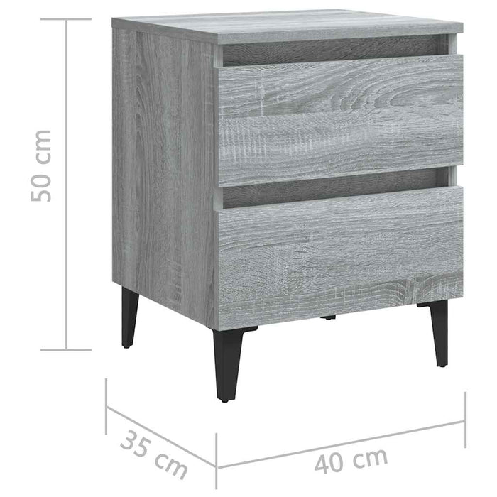 Noptiere picioare din metal, 2 buc., gri sonoma, 40x35x50 cm - WALTI WALTI