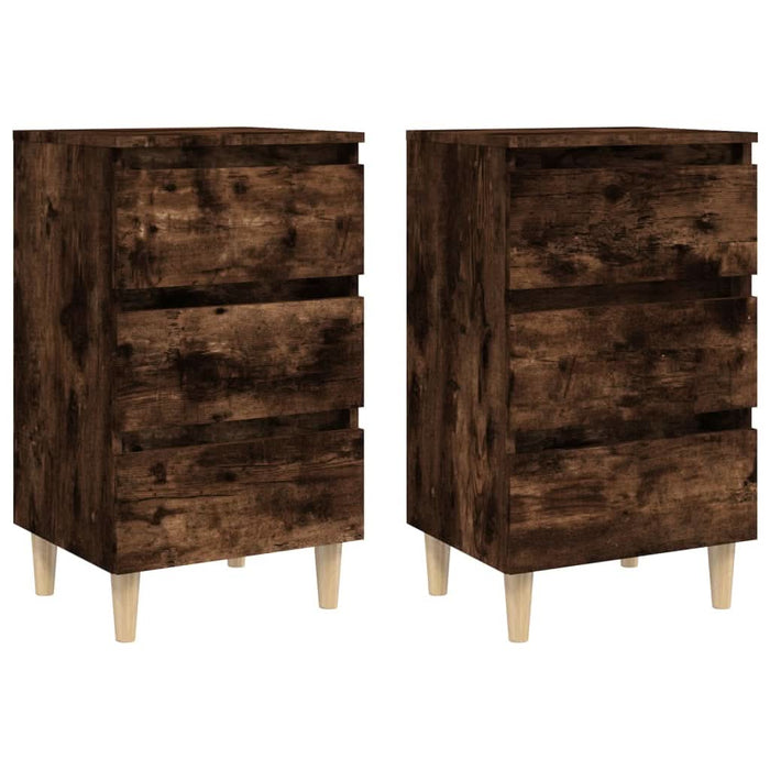 Noptiere picioare lemn masiv 2 buc. stejar afumat 40x35x69 cm - WALTI WALTI