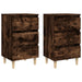 Noptiere picioare lemn masiv 2 buc. stejar afumat 40x35x69 cm - WALTI WALTI