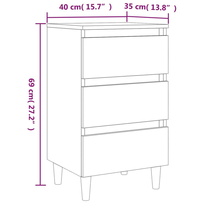 Noptiere picioare lemn masiv 2 buc. stejar afumat 40x35x69 cm - WALTI WALTI