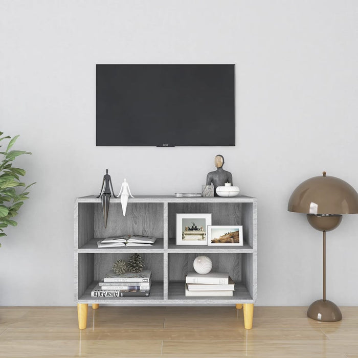 Comodă TV cu picioare lemn masiv, gri sonoma, 69,5x30x50 cm - WALTI WALTI