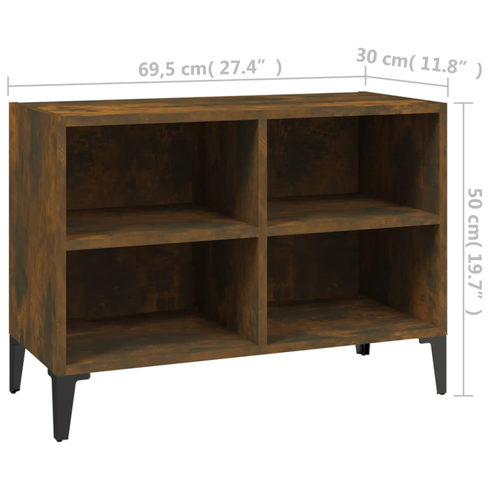 Comodă TV, picioare din metal, stejar afumat, 69,5x30x50 cm - WALTI WALTI
