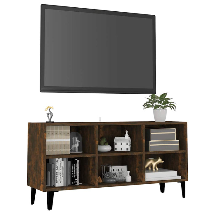 Comodă TV, picioare din metal, stejar fumuriu, 103,5x30x50 cm - WALTI WALTI