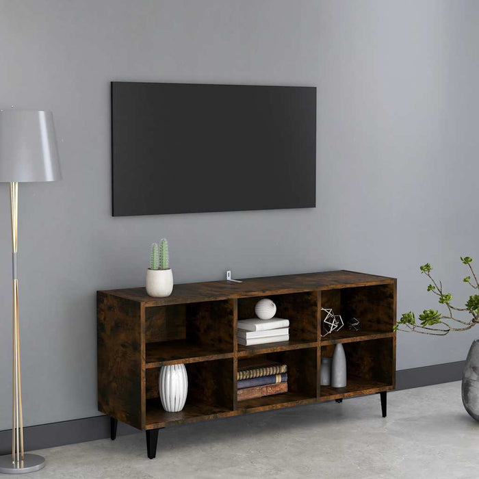 Comodă TV, picioare din metal, stejar fumuriu, 103,5x30x50 cm - WALTI WALTI