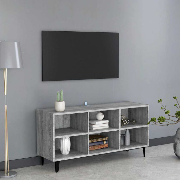 Comodă TV picioare din metal, stejar sonoma gri, 103,5x30x50 cm - WALTI WALTI