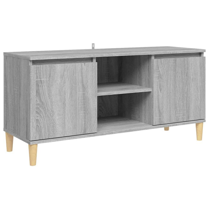 Comodă TV cu picioare din lemn masiv, gri sonoma 103,5x35x50 cm - WALTI WALTI