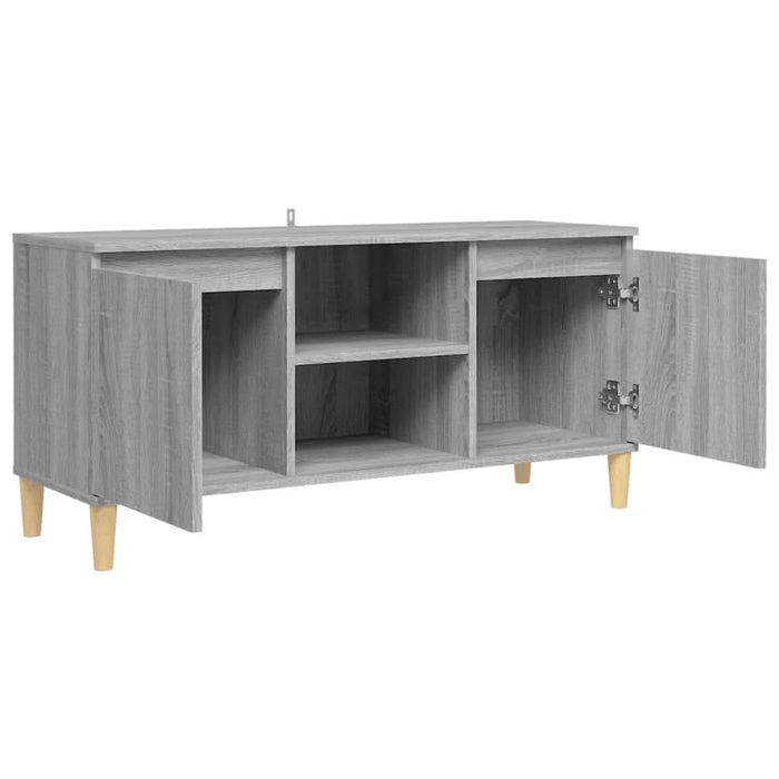Comodă TV cu picioare din lemn masiv, gri sonoma 103,5x35x50 cm - WALTI WALTI