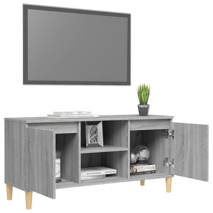 Comodă TV cu picioare din lemn masiv, gri sonoma 103,5x35x50 cm - WALTI WALTI