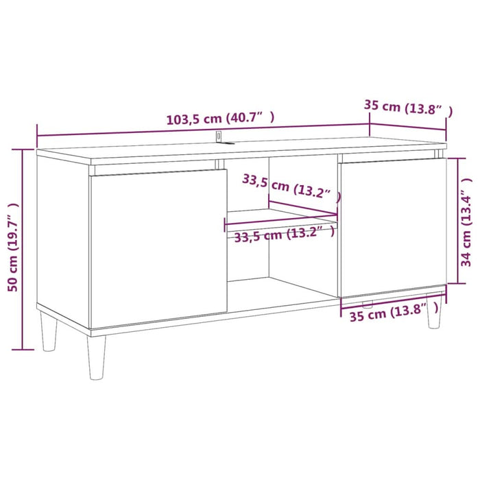 Comodă TV cu picioare din lemn masiv, gri sonoma 103,5x35x50 cm - WALTI WALTI