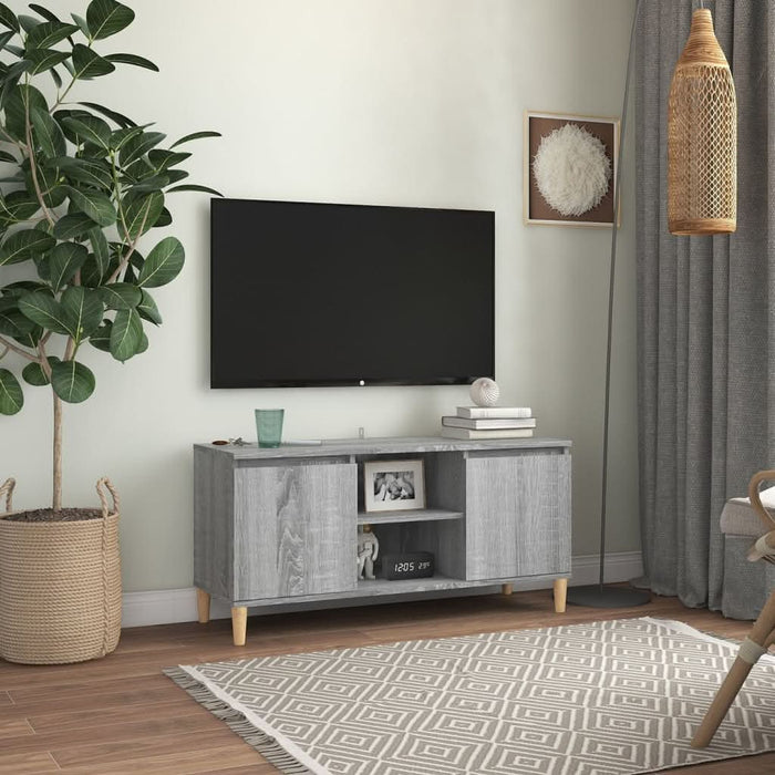 Comodă TV cu picioare din lemn masiv, gri sonoma 103,5x35x50 cm - WALTI WALTI