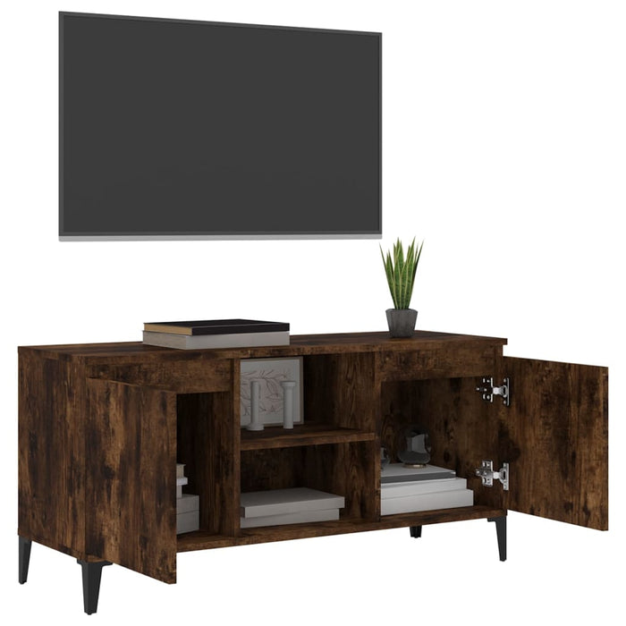 Comodă TV, picioare din metal, stejar afumat, 103,5x35x50 cm - WALTI WALTI