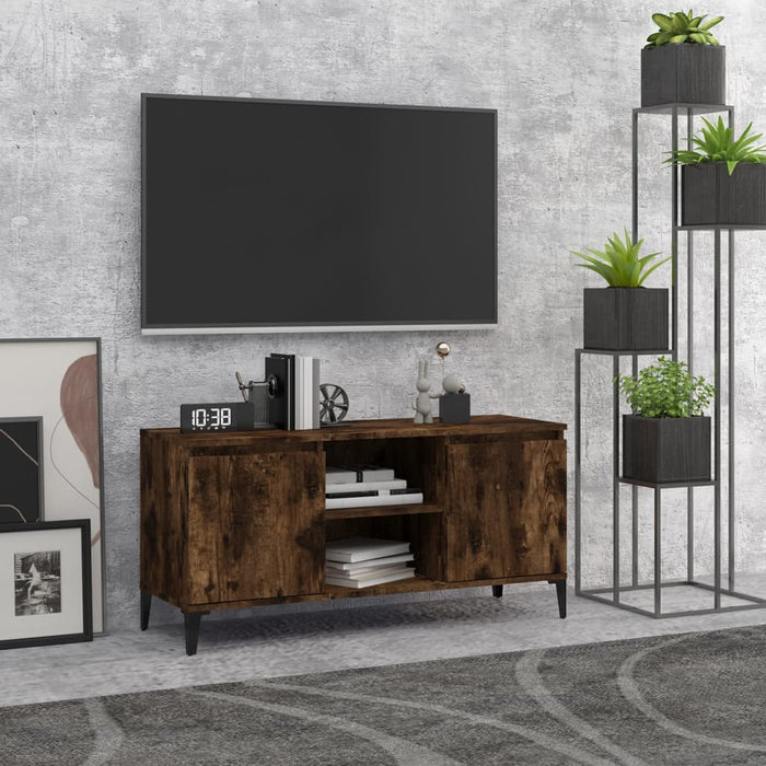 Comodă TV, picioare din metal, stejar afumat, 103,5x35x50 cm - WALTI WALTI