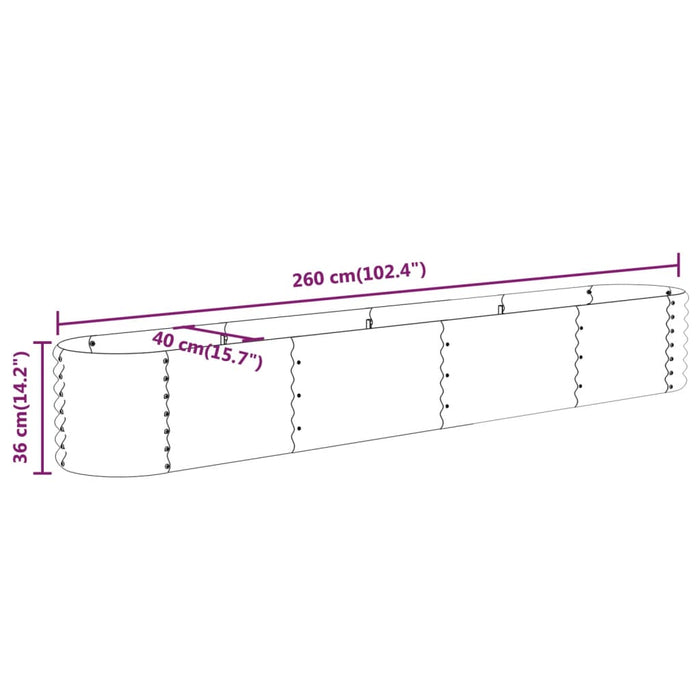 Strat înălțat grădină gri 260x40x36cm oțel galvanizat WALTI