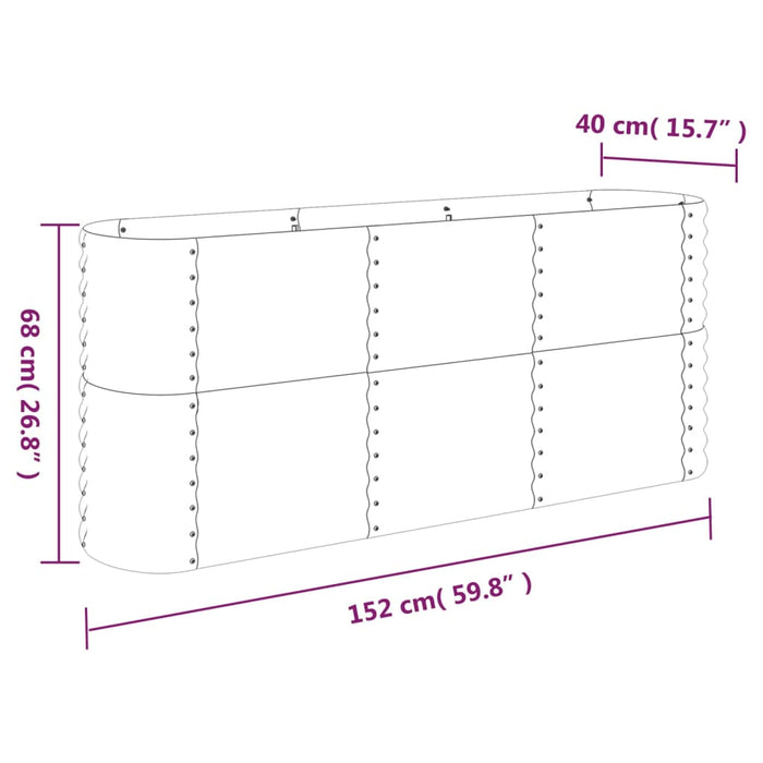 Strat înălțat grădină 152x40x68 cm oțel galvanizat WALTI