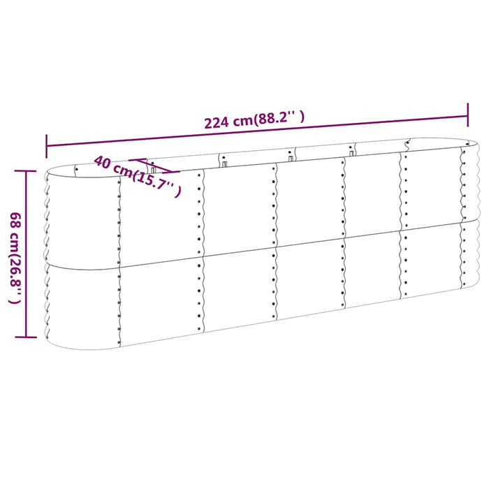 Strat înălțat grădină 224x40x68 cm oțel galvanizat WALTI