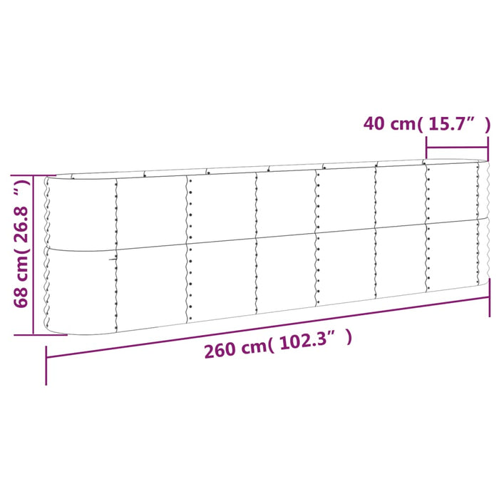 Strat înălțat grădină gri 260x40x68cm oțel galvanizat WALTI