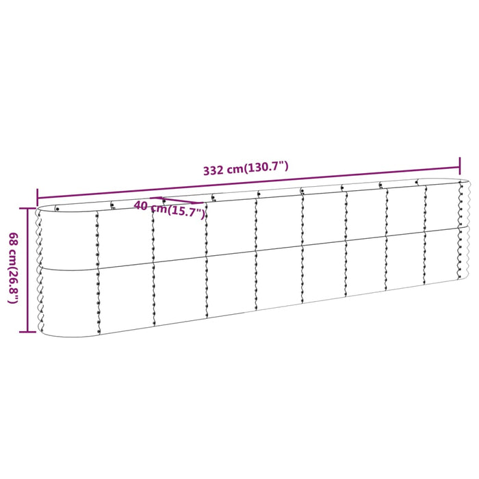 Strat înălțat grădină gri 332x40x68cm oțel galvanizat WALTI
