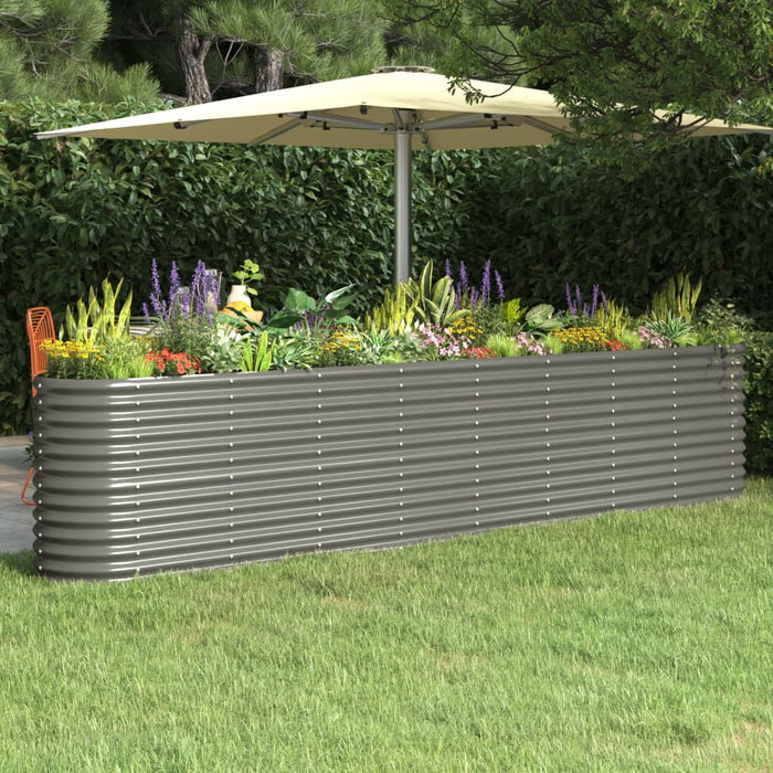 Strat înălțat grădină gri 332x40x68cm oțel galvanizat WALTI