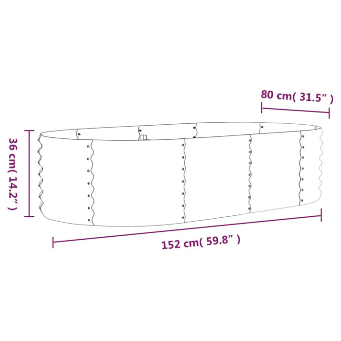 Strat înălțat grădină 152x80x36 cm oțel galvanizat WALTI