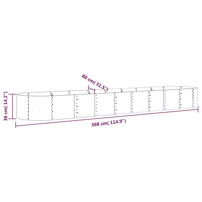 Strat înălțat grădină 368x80x36 cm oțel galvanizat WALTI