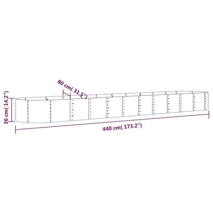 Strat înălțat grădină gri 440x80x36cm oțel galvanizat WALTI