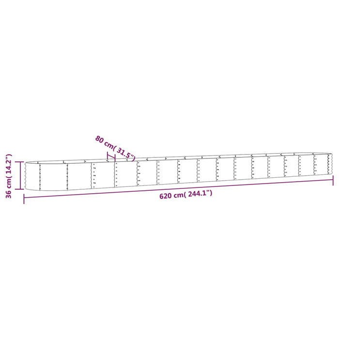 Strat înălțat grădină gri 620x80x36cm oțel galvanizat WALTI