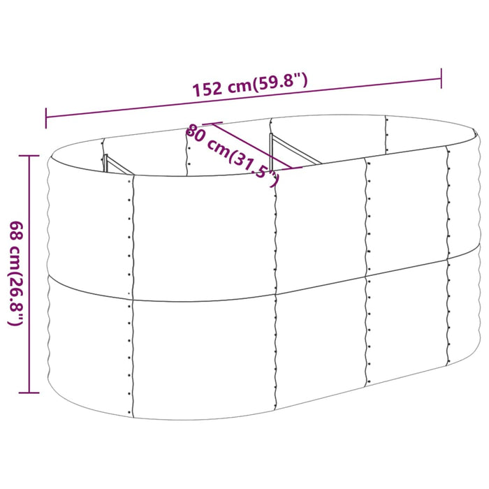 Strat înălțat grădină 152x80x68 cm oțel galvanizat - WALTI WALTI