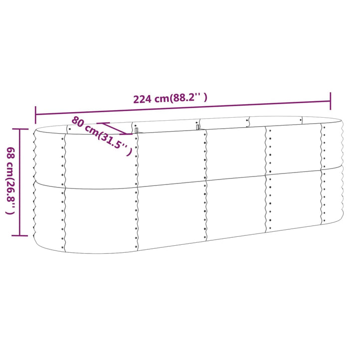 Strat înălțat grădină gri 224x80x68cm oțel galvanizat WALTI
