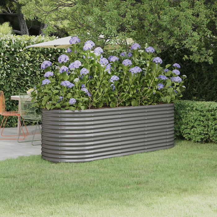 Strat înălțat grădină gri 224x80x68cm oțel galvanizat WALTI