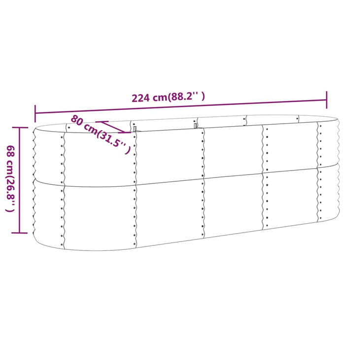 Strat înălțat grădină 224x80x68 cm oțel galvanizat WALTI