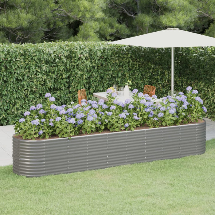Strat înălțat grădină gri 368x80x68cm oțel galvanizat WALTI