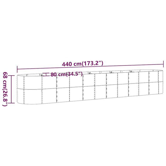 Strat înălțat grădină 440x80x68 cm oțel galvanizat WALTI