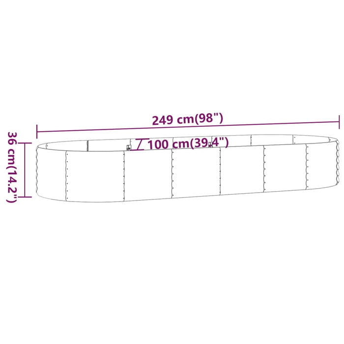 Strat înălțat grădină 249x100x36 cm oțel galvanizat WALTI