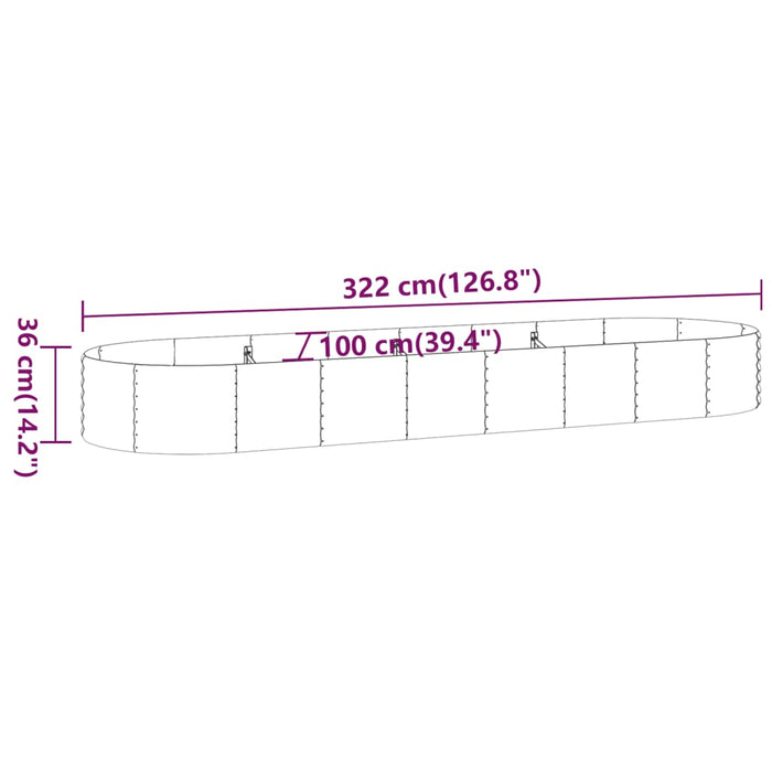 Strat înălțat grădină 322x100x36 cm oțel galvanizat WALTI