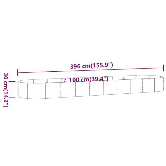 Strat înălțat grădină 396x100x36 cm oțel galvanizat WALTI