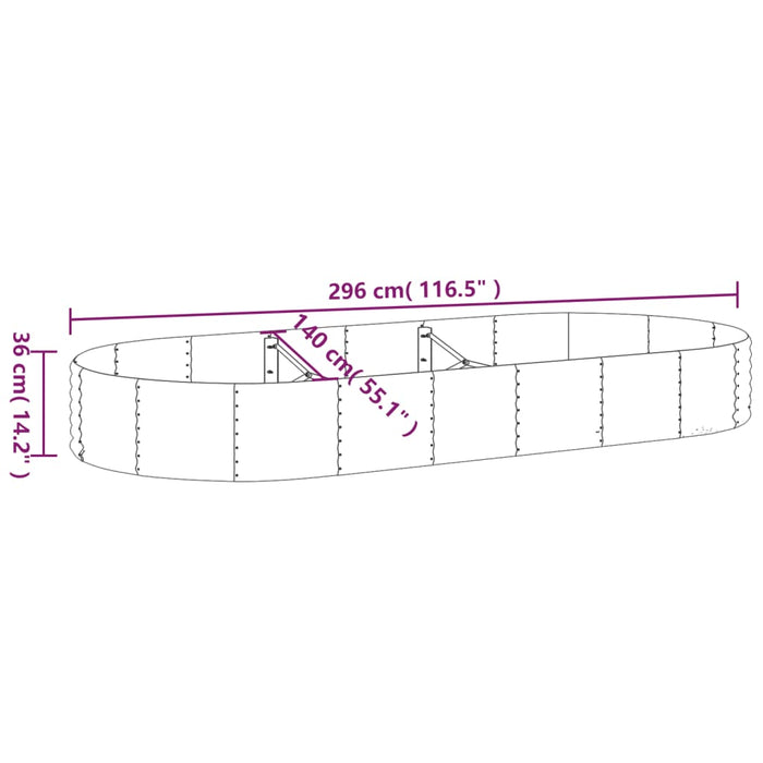 Strat înălțat grădină 296x140x36 cm oțel galvanizat WALTI