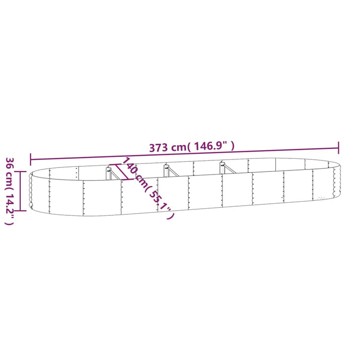 Strat înălțat grădină 373x140x36 cm oțel galvanizat WALTI