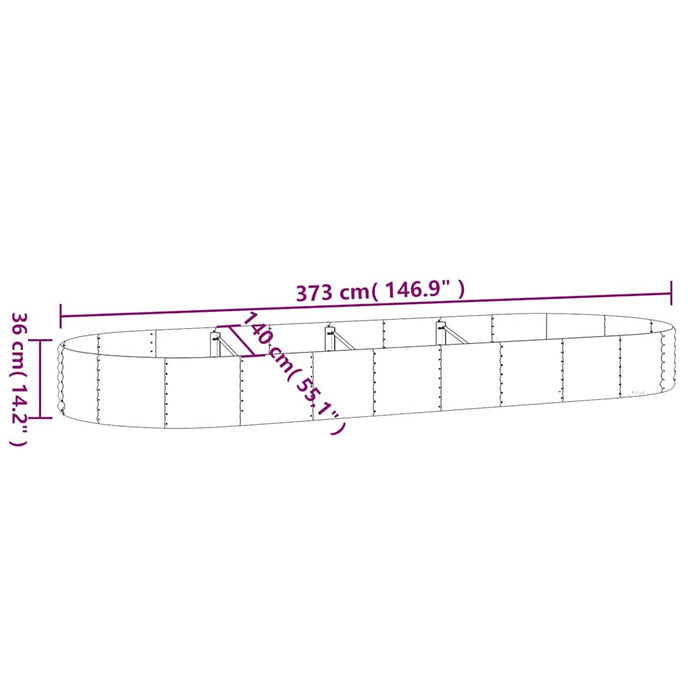Strat înălțat grădină 373x140x36 cm oțel galvanizat - WALTI WALTI