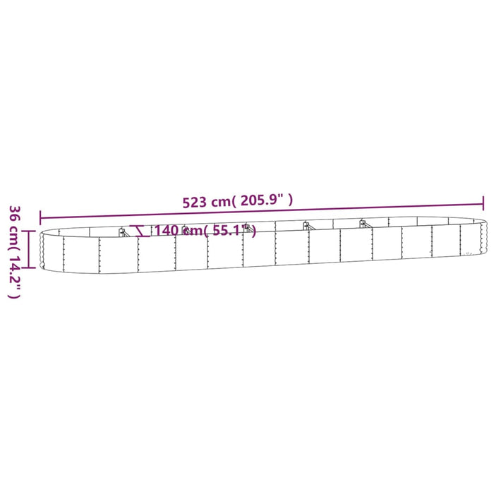 Strat înălțat grădină 523x140x36 cm oțel galvanizat WALTI