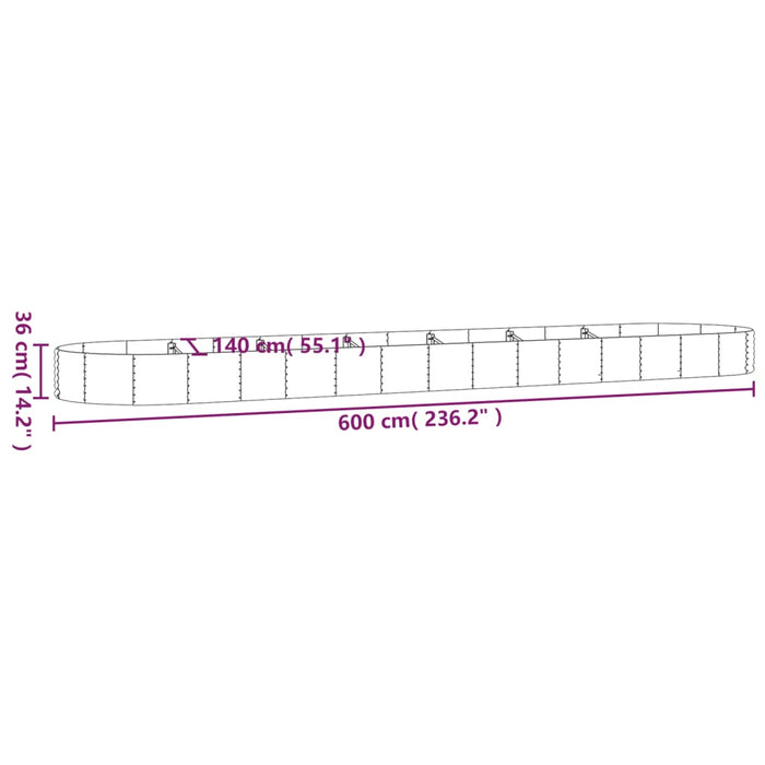 Strat înălțat grădină 600x140x36 cm oțel galvanizat WALTI