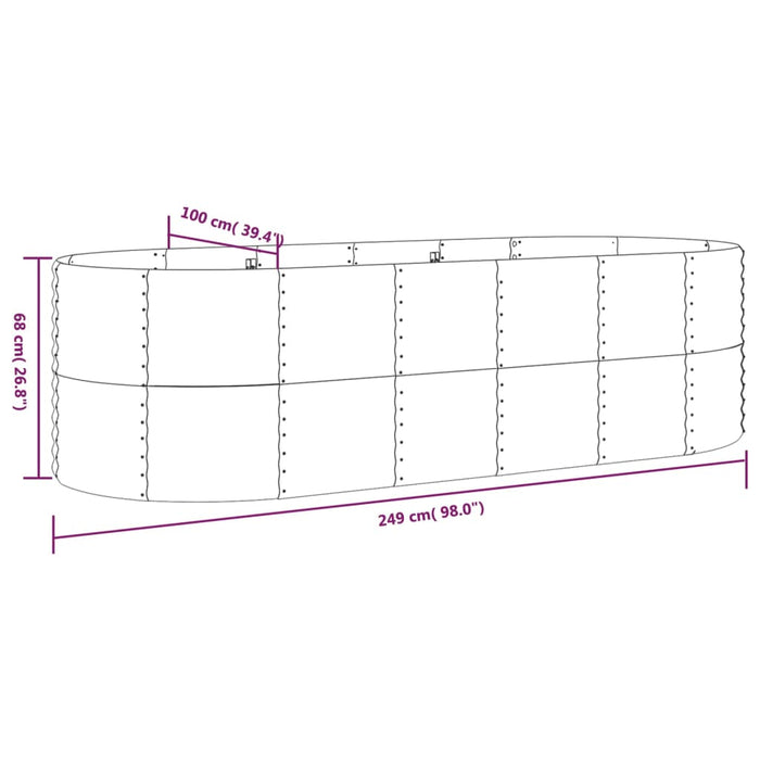 Strat înălțat grădină 249x100x68 cm oțel galvanizat WALTI