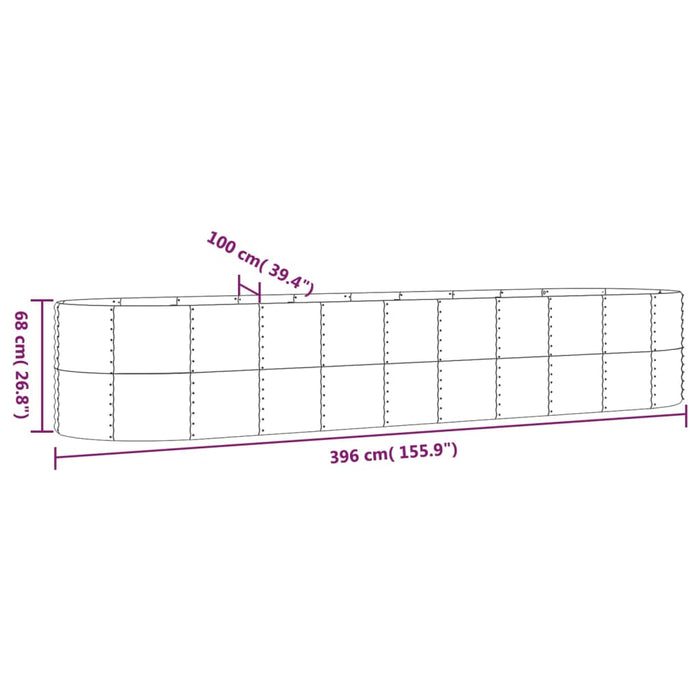 Strat înălțat grădină 396x100x68 cm oțel galvanizat WALTI