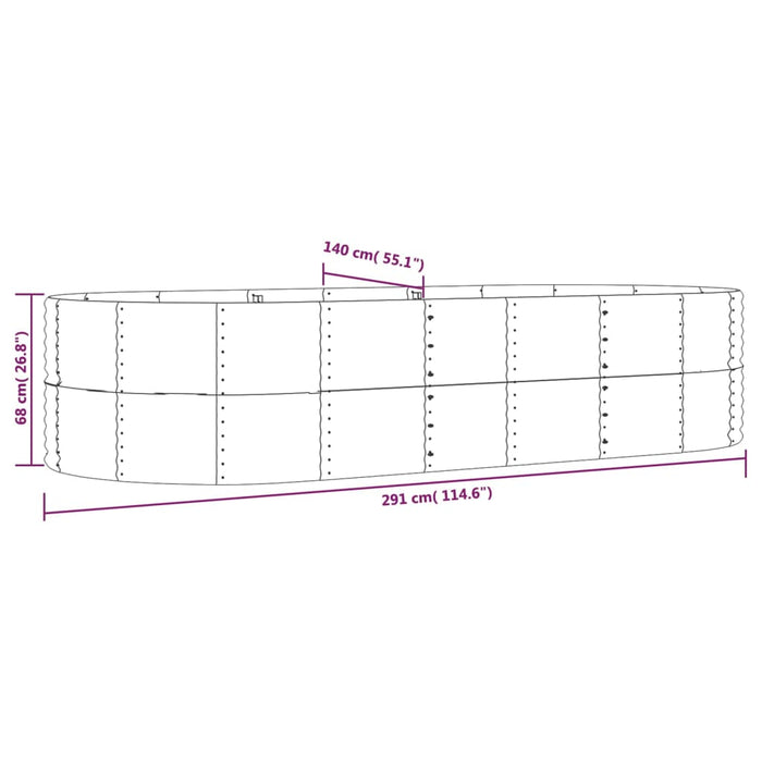 Strat înălțat grădină gri, 291x140x68 oțel galvanizat - WALTI WALTI
