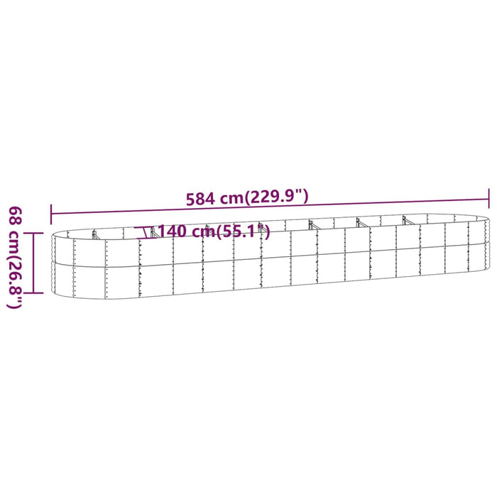 Jardinieră grădină maro 584x140x68 cm oțel vopsit electrostatic - WALTI WALTI